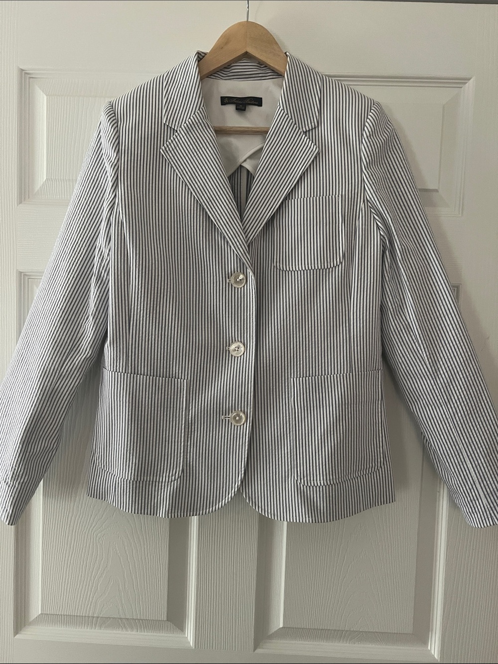 Brooks Brothers Blue White Seersucker Preppy Summer Jacket
